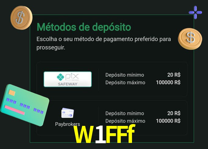 O cassino W1FFf oferece uma grande variedade de métodos de pagamento